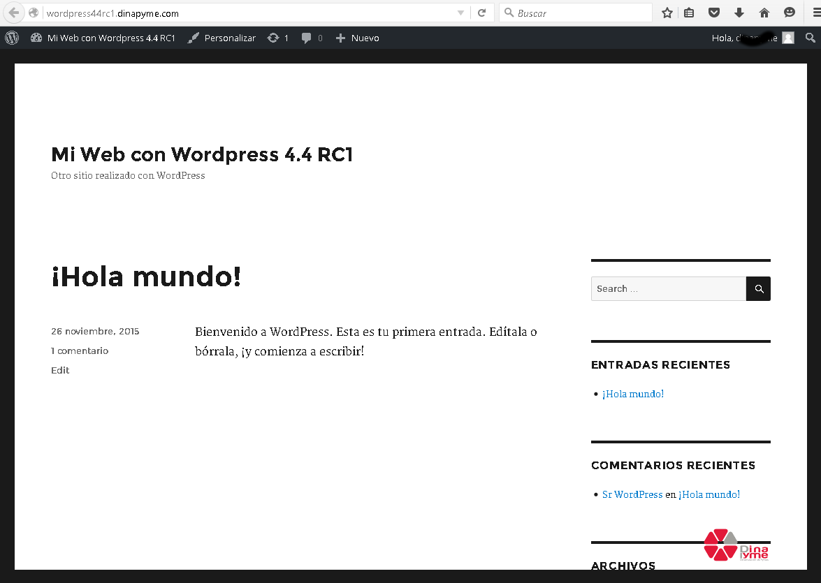 Instalando wordpress 4.4 rc1