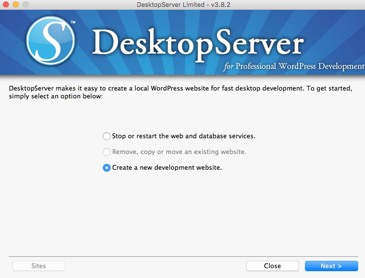 DesktopServer crear nuevo sitio