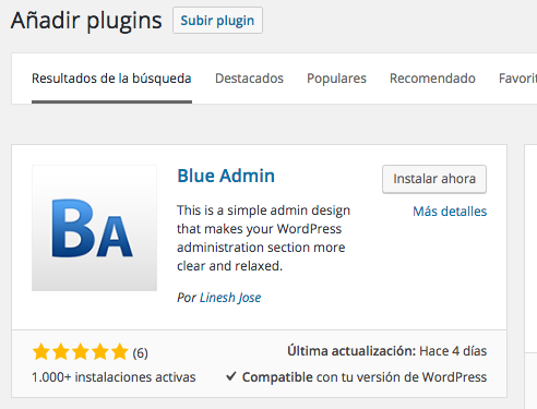 Temas WordPress para el panel de Administracion - Blue Admin - dinapyme