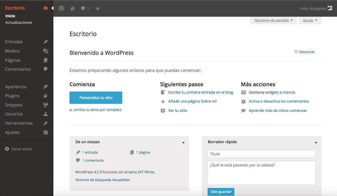 Temas WordPress para el panel de Administracion - Slate Admin Theme - dinapyme